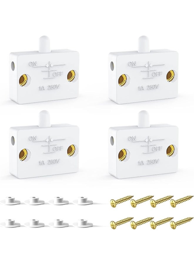 melfi Pack OF 4PCS 1A 250V Cupboard Door Switch Door Light Control Switch Auto Switch Push to Break Door Light Switch for Cabinet Door Wardrobe  - Image 1