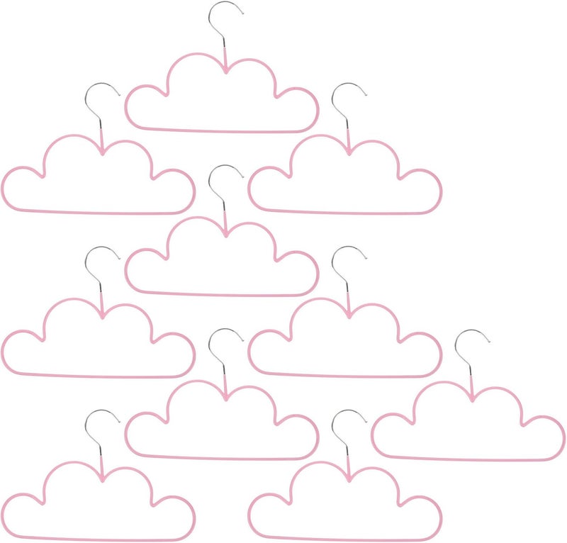 TOYANDONA 10pcs Non-Slip Heavy Duty Metal Clothes Hangers Pink Cloud-Shaped Coat and Jean Hangers for Closet Organization and Laundry Drying - Image 1