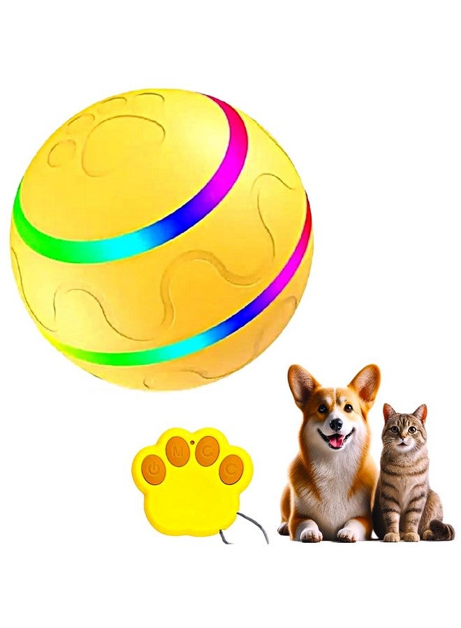 Interactive Pet Automatic Ball Toys for Dogs Yellow Lighted Dog Ball Toys with Remote and Chew Toy for Small and Large Dogs - Image 1