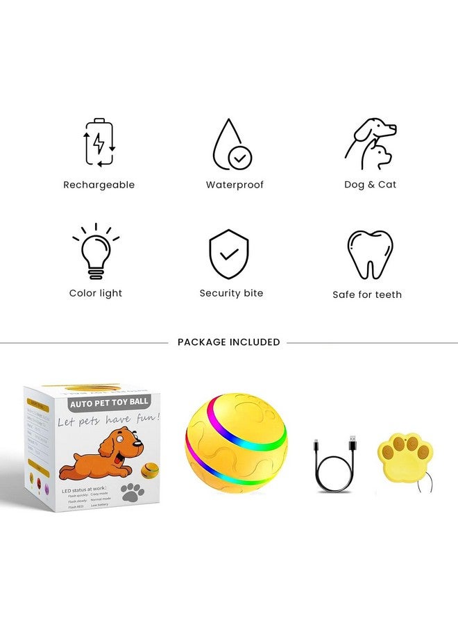 Interactive Pet Automatic Ball Toys for Dogs Yellow Lighted Dog Ball Toys with Remote and Chew Toy for Small and Large Dogs - Image 3