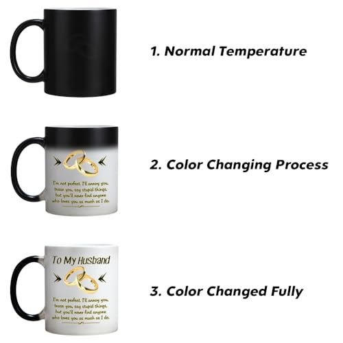DasyFly Valentines Day Gifts for Husband from Wife,Color Changing Husband Mug 11 OZ Cup,Romantic Wedding Anniversary Christmas Birthday Gifts for Husband,Funny Husband Mugs From Wife - Image 5