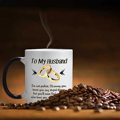 DasyFly Valentines Day Gifts for Husband from Wife,Color Changing Husband Mug 11 OZ Cup,Romantic Wedding Anniversary Christmas Birthday Gifts for Husband,Funny Husband Mugs From Wife - Image 4