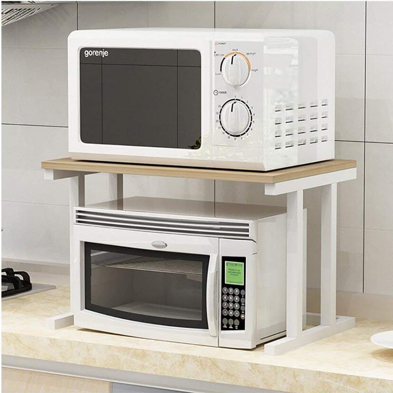 INDIDECOR INDIDECOR 45400 Classic White Kitchen Shelf Microwave Oven Rack Kitchen Metal Storage Rack Modern MultiFunction Rack 57 x 35 x 38 cm Kitchen Storage Racks  - Image 1