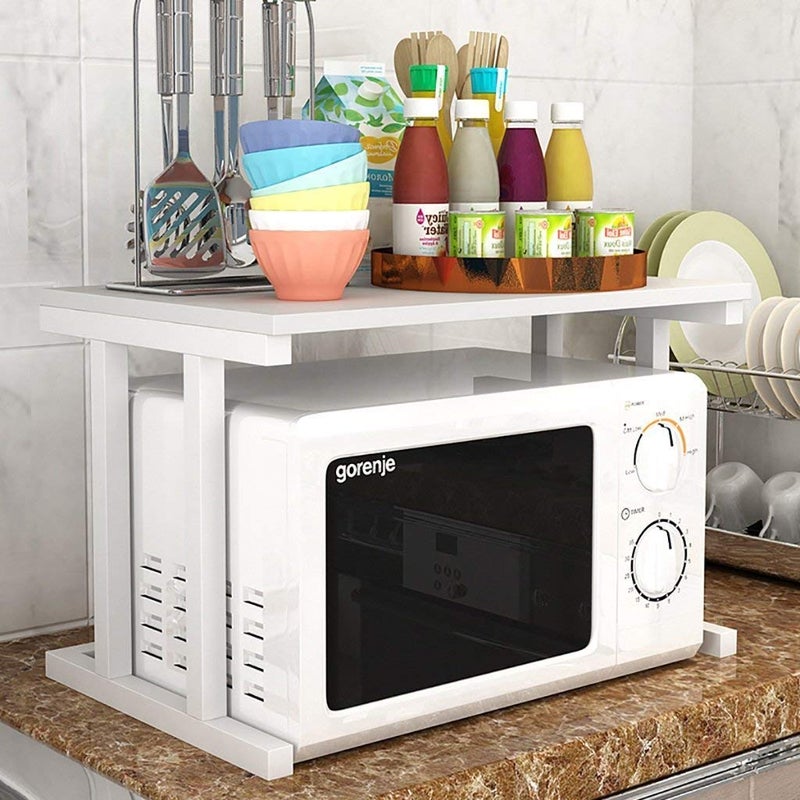 INDIDECOR INDIDECOR 45400 Classic White Kitchen Shelf Microwave Oven Rack Kitchen Metal Storage Rack Modern MultiFunction Rack 57 x 35 x 38 cm Kitchen Storage Racks  - Image 3