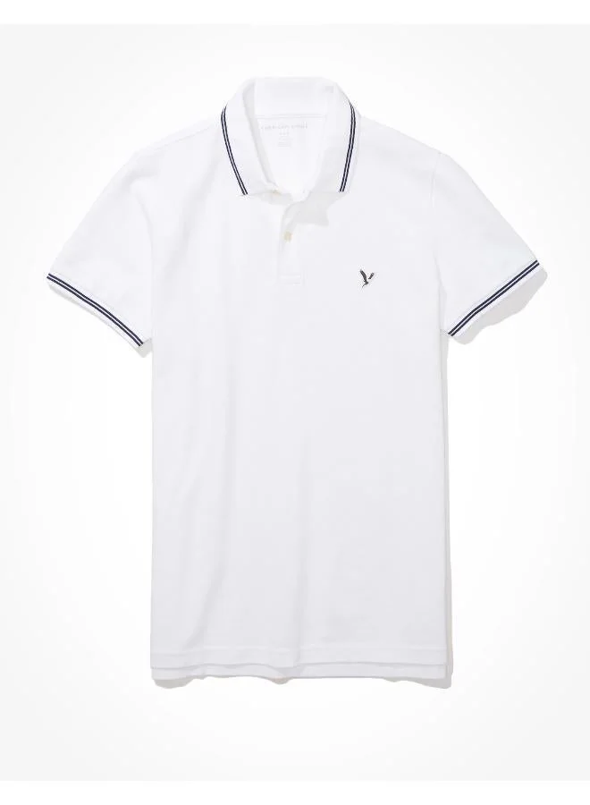 American Eagle WHITE AE Slim Fit Pique Polo Shirt for Men | Best Price UAE