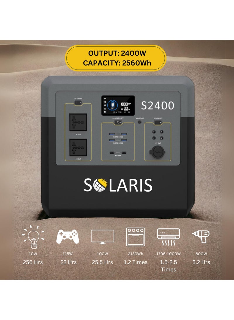 Solaris Solutions - Solaris Portable Power Station S2400 2560Wh 800,000mAh 2400W Solar Generator 1.5Hrs to 100% LiFePO4 Battery - Image 1