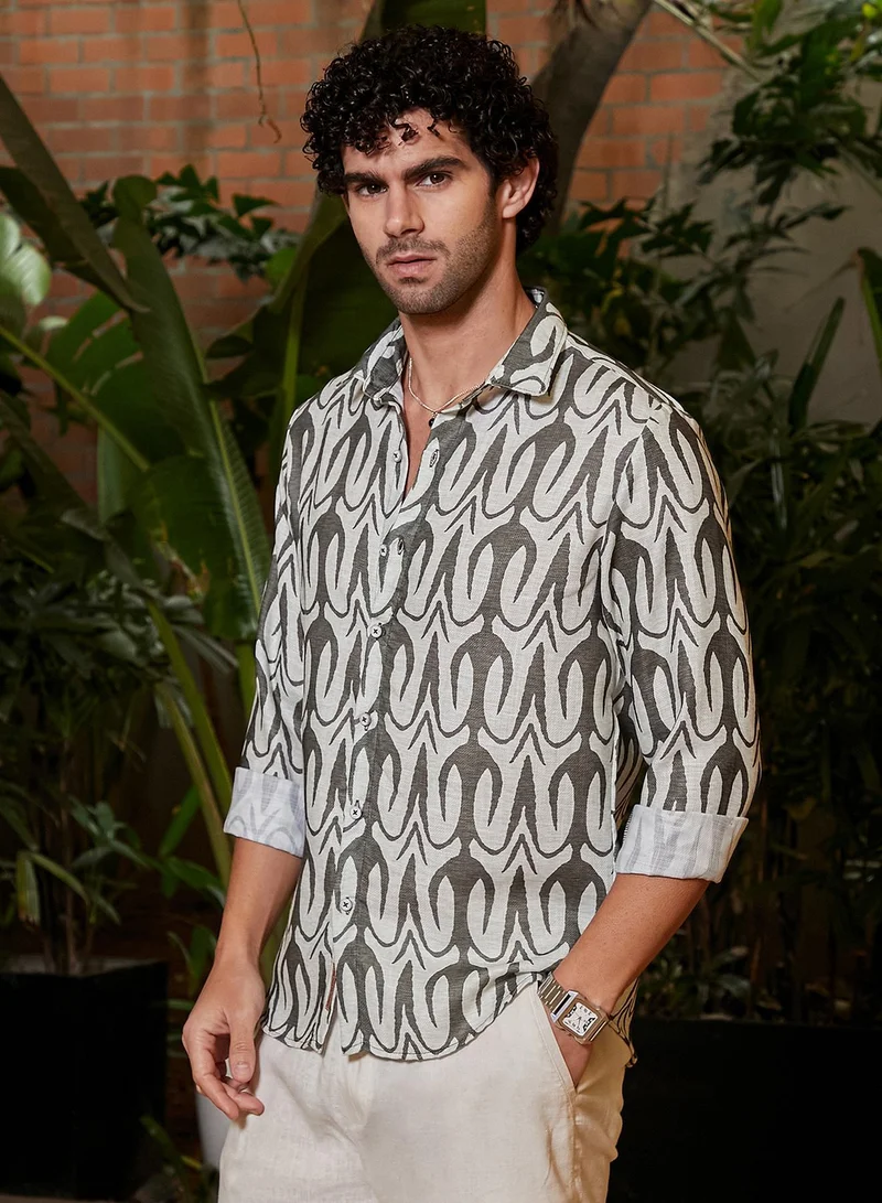 CAHOOT  Men's Moon Grey Trident Imprint Shirt for Men | Best Price UAE
