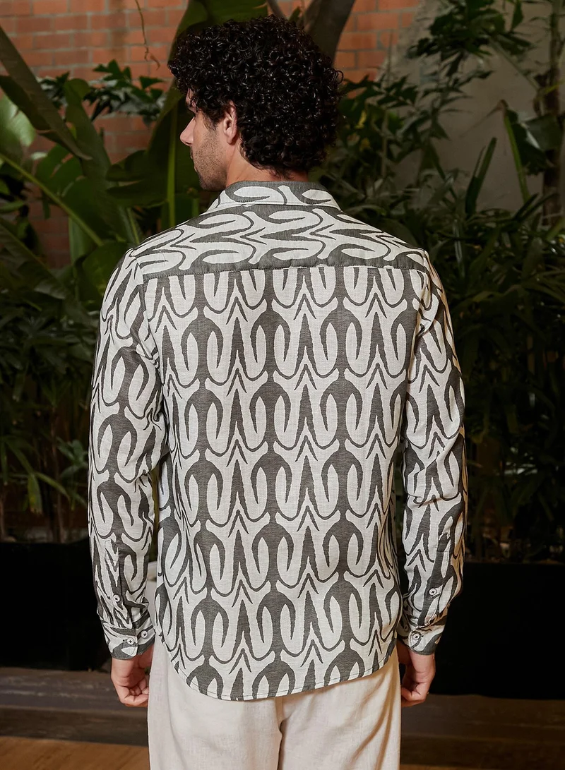 CAHOOT  Men's Moon Grey Trident Imprint Shirt for Men | Best Price UAE
