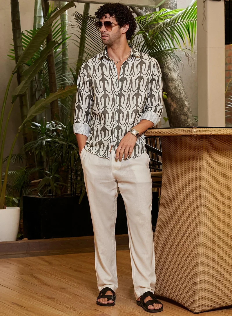 CAHOOT  Men's Moon Grey Trident Imprint Shirt for Men | Best Price UAE
