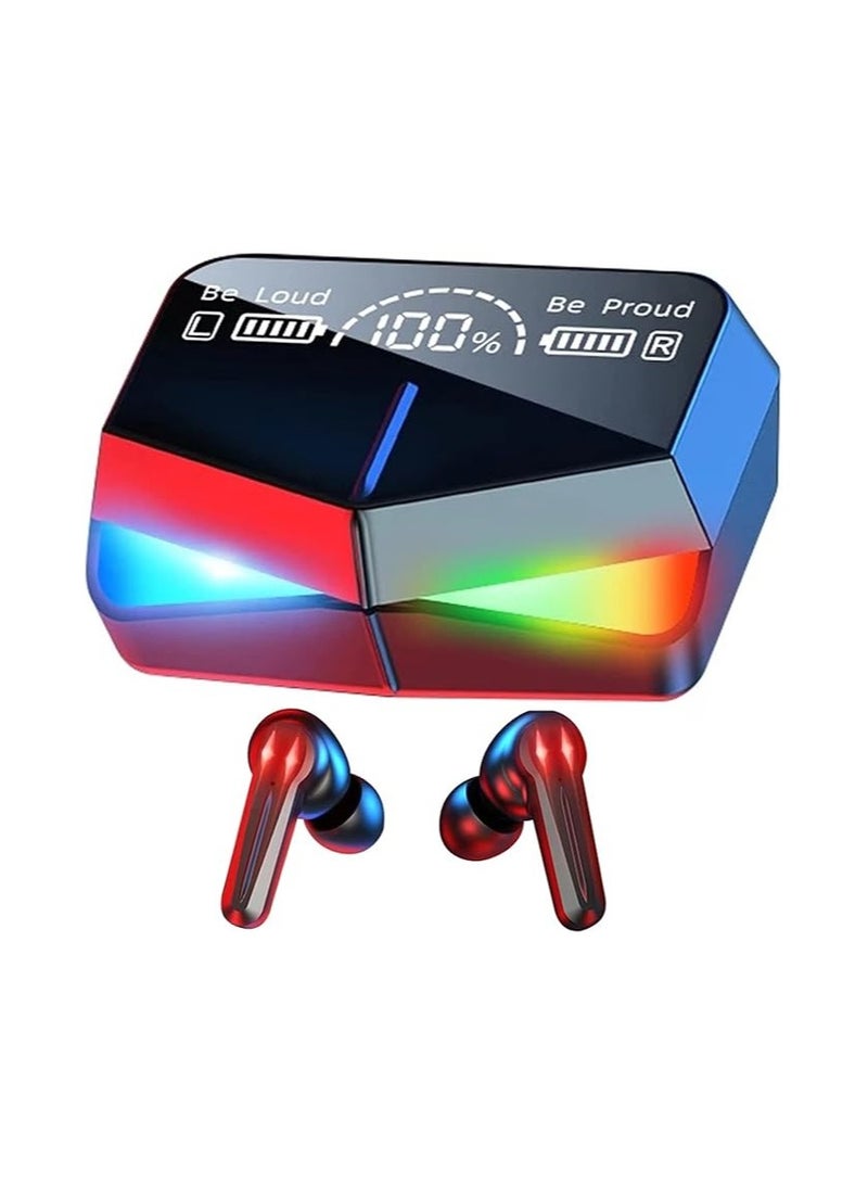 جينيكست سماعات أذن لاسلكية M28 TWS بلوتوث 5.1 سماعات تحكم باللمس، ميكروفون، شاشة مرآة، شاشة LED صغيرة، صوت ممتاز، ضمان اتصال سريع ومستقر مقاوم للماء - Image 1