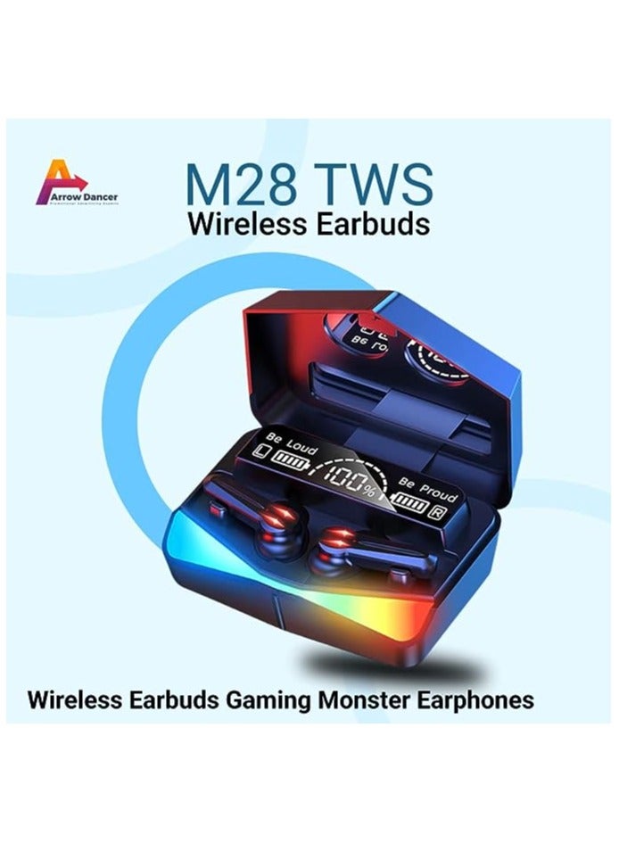 جينيكست سماعات أذن لاسلكية M28 TWS بلوتوث 5.1 سماعات تحكم باللمس، ميكروفون، شاشة مرآة، شاشة LED صغيرة، صوت ممتاز، ضمان اتصال سريع ومستقر مقاوم للماء - Image 4