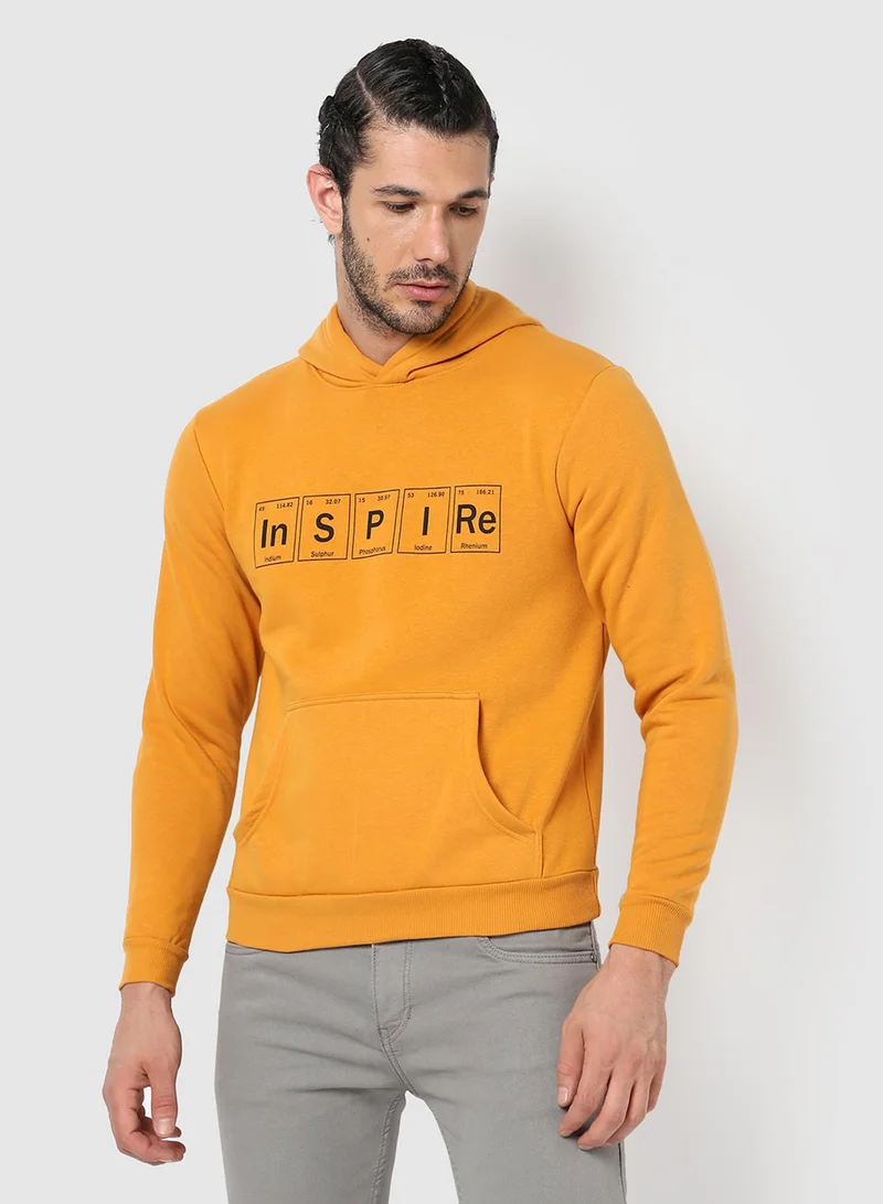 كامبوس سوترا هودي رجالي أصفر خردلي مستوحى بجيوب كنغر للاستخدام الكاجوال