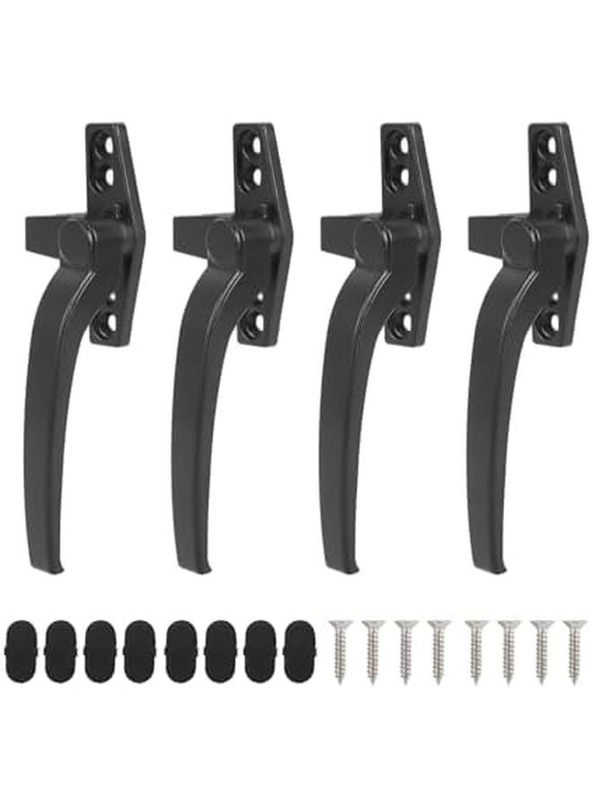 Black Aluminum Alloy Window Handle 4 Pack Security Lock For Horizontal Vertical Frames - Image 2