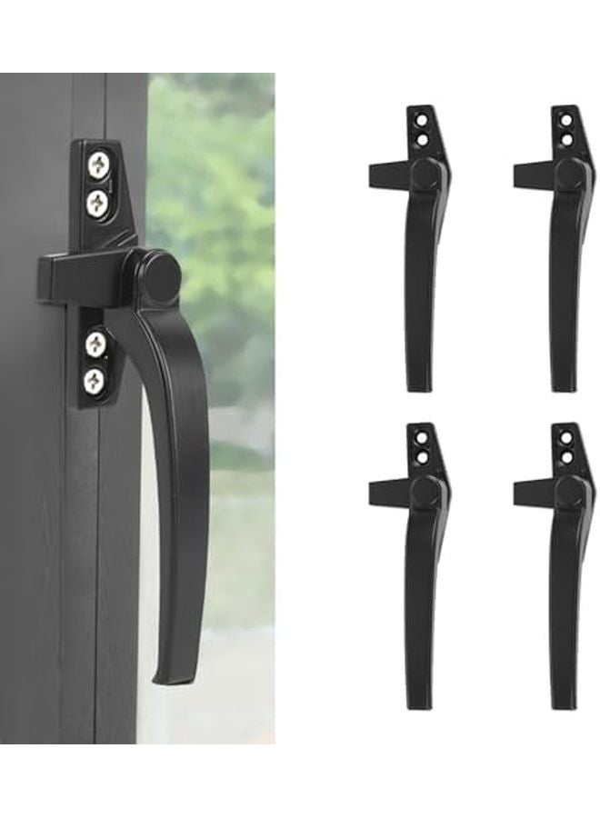 Black Aluminum Alloy Window Handle 4 Pack Security Lock For Horizontal Vertical Frames - Image 5