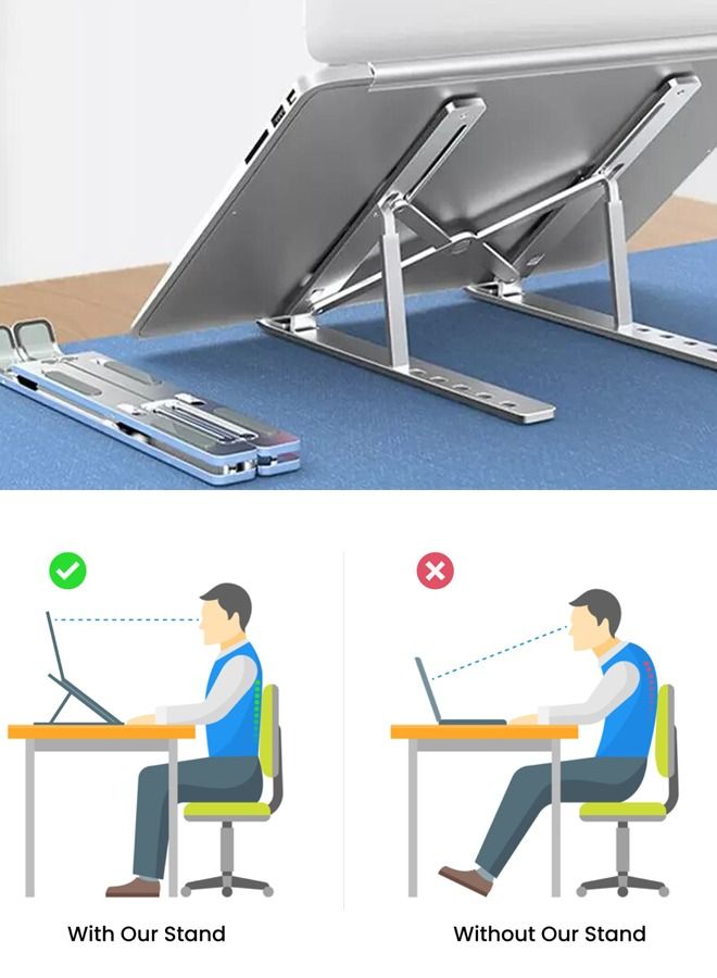 Max & Max Adjustable Laptop Stand – Portable Foldable Riser Compatible with MacBook, iPad & All Laptops, Ergonomic Aluminum Notebook Holder - Image 3