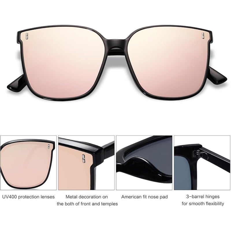 Sojos Sonnenbrille Herren Damen Verspiegelt, Retro Vintage Groß Eckig Schwarz Coole Klassisch Rechteckig UV400 Schutz Unisex Brille SJ2157 - Image 4