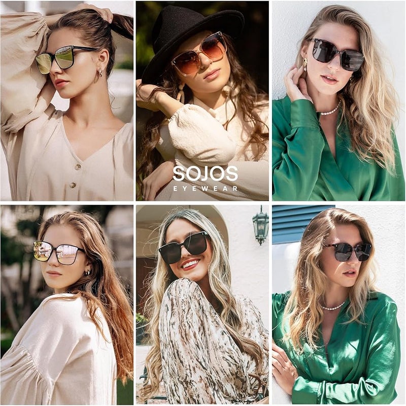 Sojos Sonnenbrille Herren Damen Verspiegelt, Retro Vintage Groß Eckig Schwarz Coole Klassisch Rechteckig UV400 Schutz Unisex Brille SJ2157 - Image 3