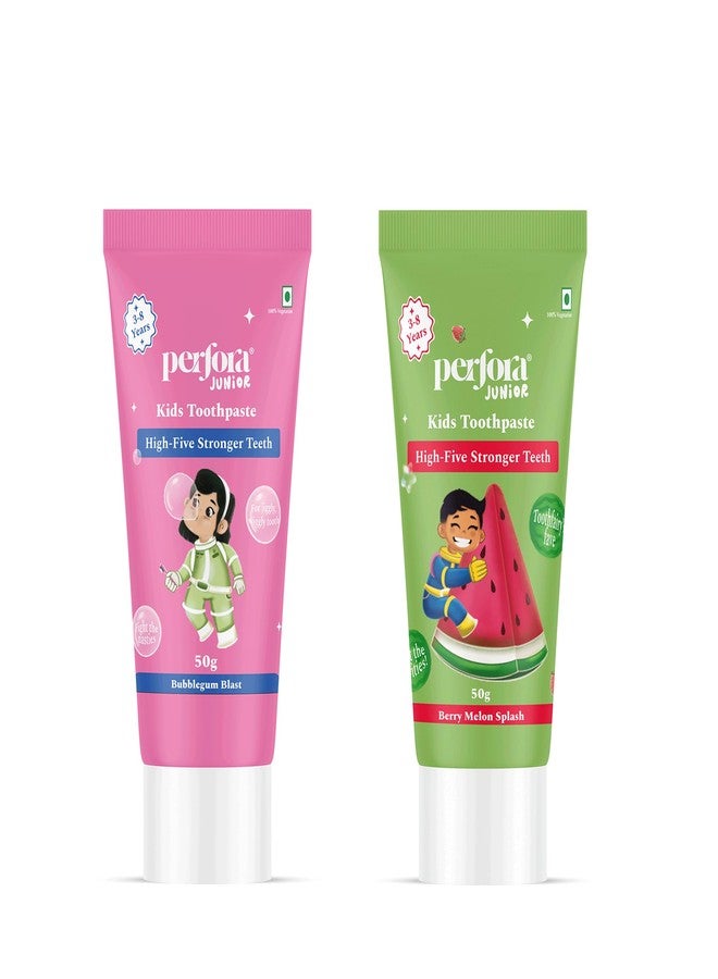 Perfora Kids Toothpaste - 100 g (50g X 2) | SLS Free | Contains Micro HAP For Stronger Teeth | No Artificial Sweeteners | Assorted Pack Of 2 - Image 1