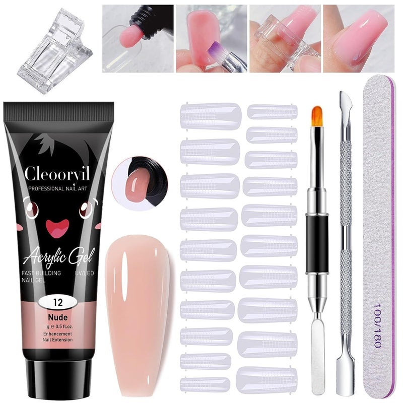 BOZLIN Poly Nail Gel Extension Kit for Builder Gel UV Nail Art Kit Nail Extension Set Nude 6 Items in the set - Image 1