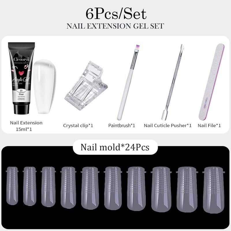 BOZLIN Poly Nail Gel Extension Kit for Builder Gel UV Nail Art Kit Nail Extension Set Nude 6 Items in the set - Image 3