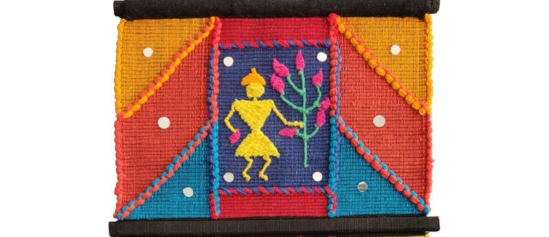 VARUNAVI Handloom Cotton Warli wall Hanging Home Decor Tapestry 22 X 11(Multi Colour) - Image 4