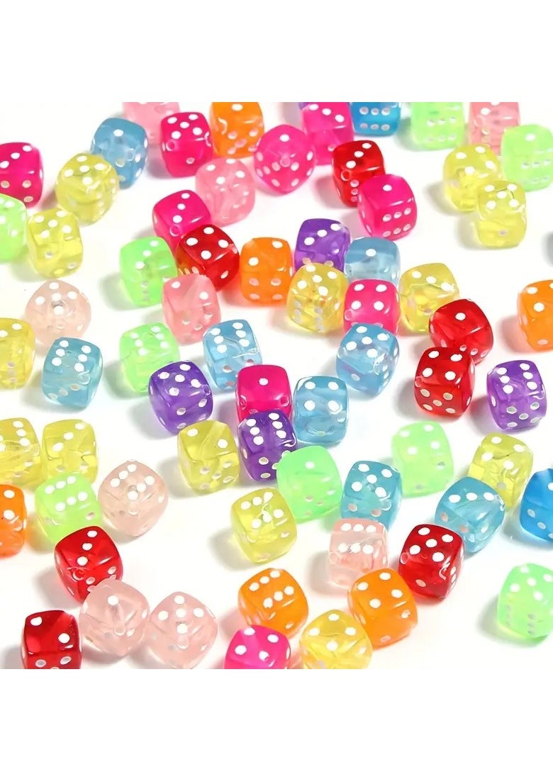 Toko 50 Pcs Colorful 8mm Acrylic Dice Beads | Multicolor Game Pieces for DIY Jewelry, Bracelets & Crafts  - Image 1