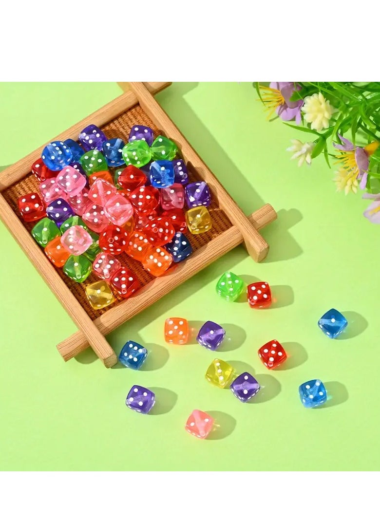 Toko 50 Pcs Colorful 8mm Acrylic Dice Beads | Multicolor Game Pieces for DIY Jewelry, Bracelets & Crafts  - Image 3