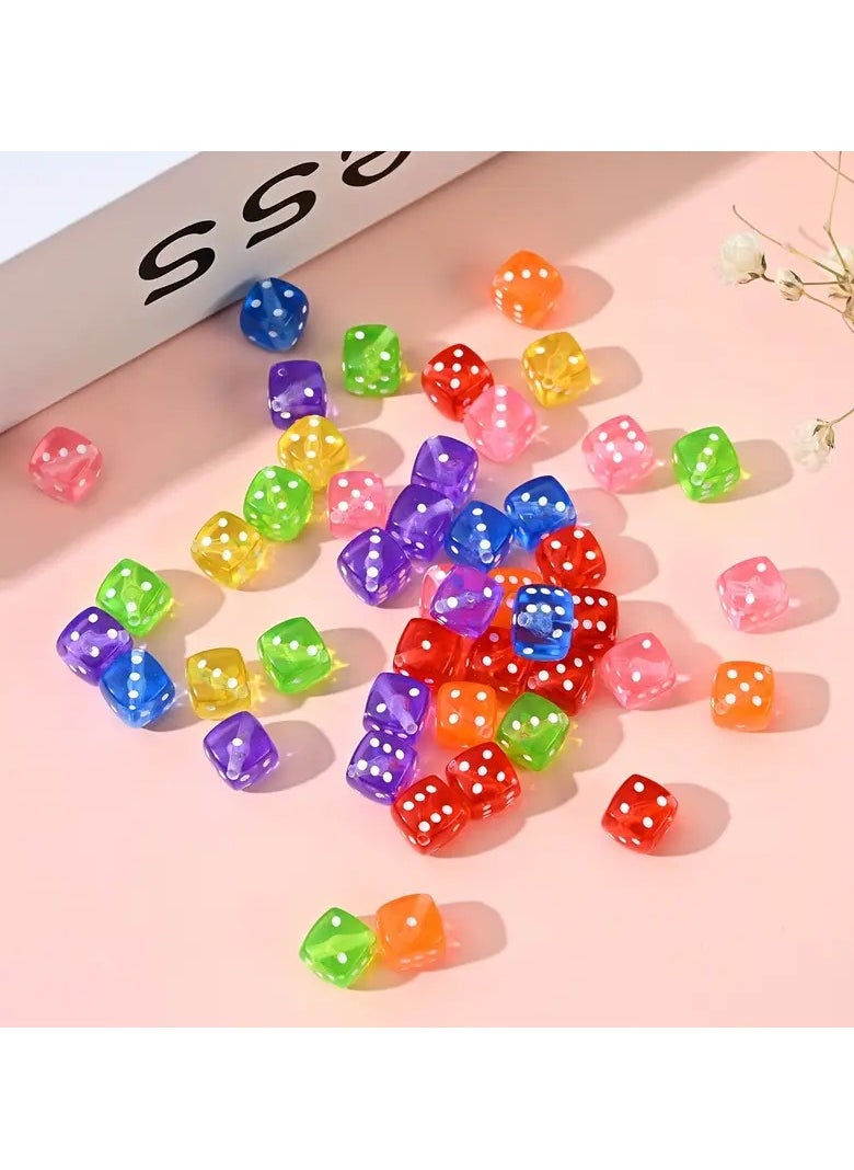 Toko 50 Pcs Colorful 8mm Acrylic Dice Beads | Multicolor Game Pieces for DIY Jewelry, Bracelets & Crafts  - Image 4