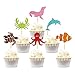 Keaziu Keaziu 36 Pack Ocean Theme Cupcake Toppers Dolphin Octopus Crab Fish Sea Turtle Seal Cupcake Picks Under the Sea  - Image 2