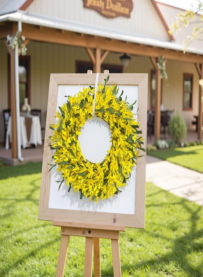 LOKEISNA Spring Wreaths for Front Door, 24'Yellow forsythia Wreath, Spring Summer Wreaths for Front Door Outside, Hand Made Artificial Door Wreath for Front Door Window Wall Farmhouse Décor Gift - Image 3