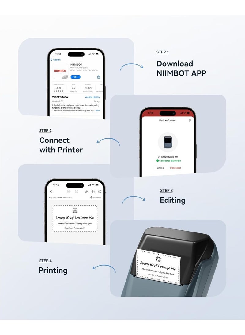 Bluetooth Label Maker Machine Portable Label Printer with Auto Label Detection Easy to Use Wireless Thermal Printer for Office Home Small Business Organization - Image 3