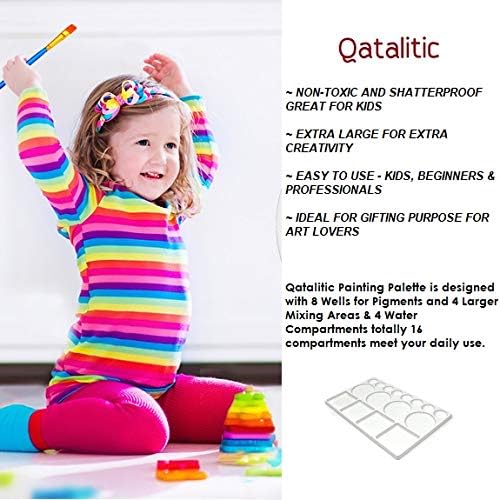 Qatalitic Rectangle Plastic Painting Palette with 16 Well, for Oil, Acrylic and Watercolour Paintings - Image 5