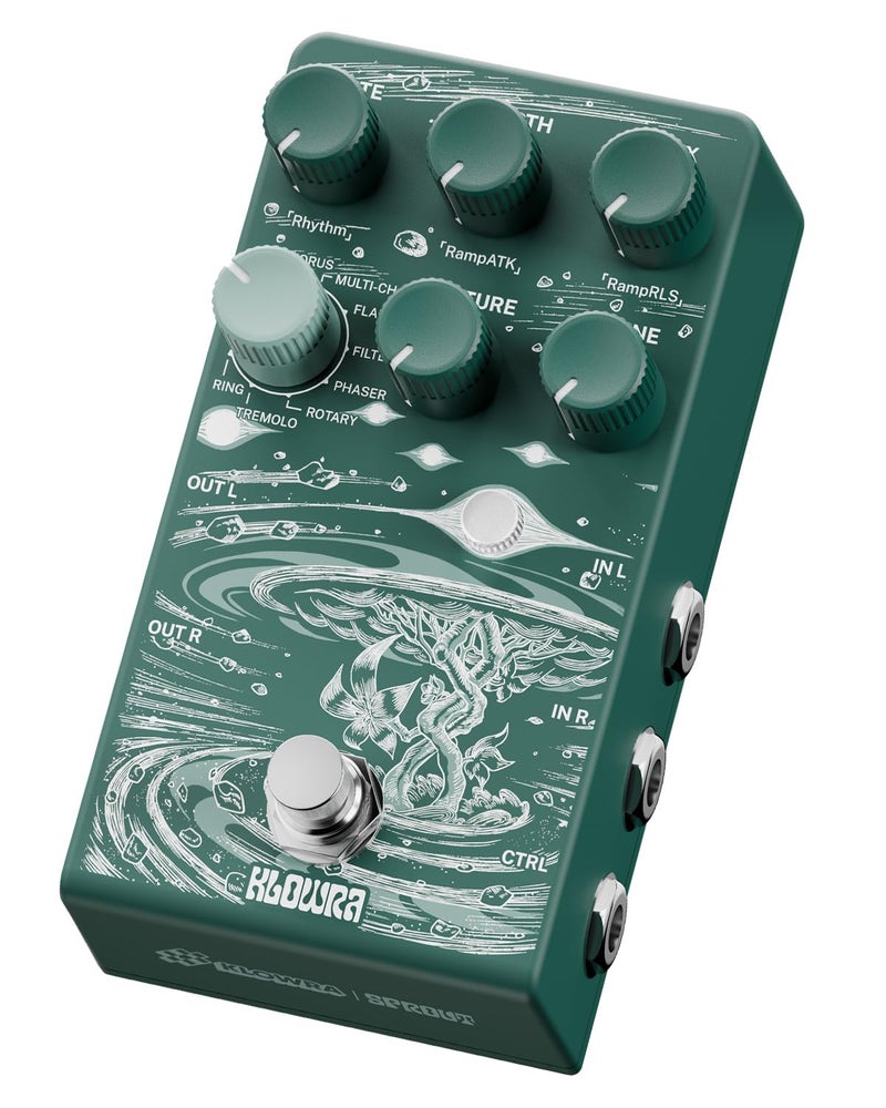 Klowra Sprout Modulation Guitar Pedal for Electric Guitar with CTRL Input, Digital Guitar Pedal with 9 Effects Rotary,Chorus,Flanger,Analog Dry Through,True Bypass, Tap Tempo,Presets - Image 1