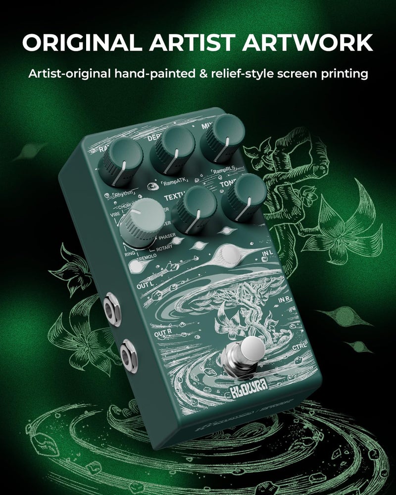 Klowra Sprout Modulation Guitar Pedal for Electric Guitar with CTRL Input, Digital Guitar Pedal with 9 Effects Rotary,Chorus,Flanger,Analog Dry Through,True Bypass, Tap Tempo,Presets - Image 2