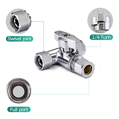 Pronese Lead-Free Brass 1Pcs Chrome-Plated Add-A-Tee 3-Way,3/8 Inch x 3/8 Inch x 1/4 Inch Angle Stop Valve For Reverse Osmosis Water Filters,Ice Maker,Refrigerator - Image 4