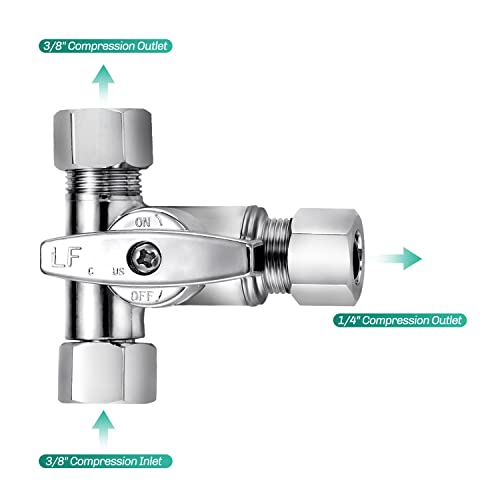 Pronese Lead-Free Brass 1Pcs Chrome-Plated Add-A-Tee 3-Way,3/8 Inch x 3/8 Inch x 1/4 Inch Angle Stop Valve For Reverse Osmosis Water Filters,Ice Maker,Refrigerator - Image 5