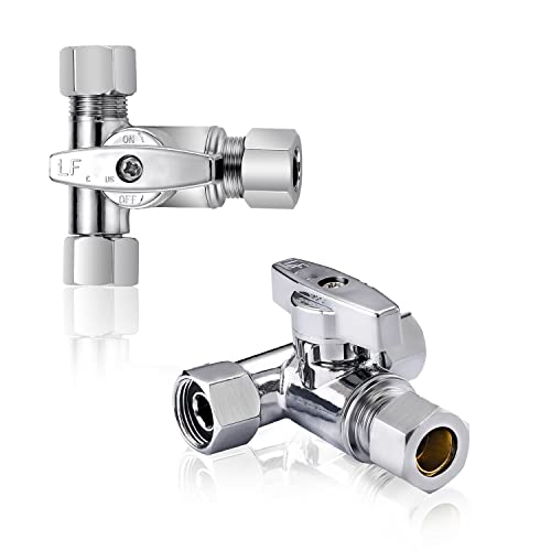 Pronese Lead-Free Brass 1Pcs Chrome-Plated Add-A-Tee 3-Way,3/8 Inch x 3/8 Inch x 1/4 Inch Angle Stop Valve For Reverse Osmosis Water Filters,Ice Maker,Refrigerator - Image 1