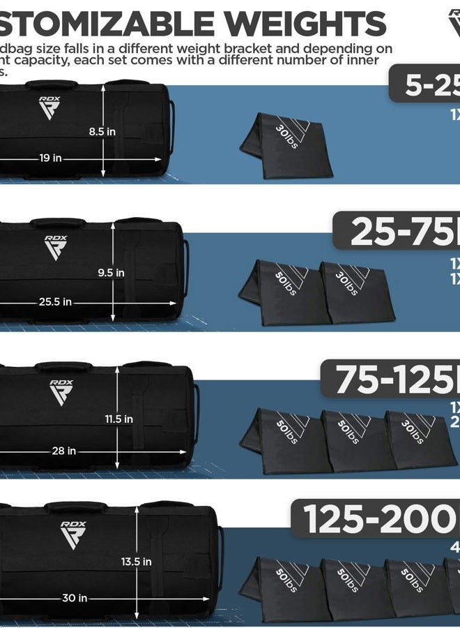 Rdx أكياس الرمل الرياضية، كيس رمل ثقيل للتمارين، كيس رمل قابل للتعديل، معدات لصالة الألعاب الرياضية المنزلية، تمارين الجسم الكامل، MMA، تمارين الملاكمة، للرجال والنساء بأحجام متعددة - Image 4