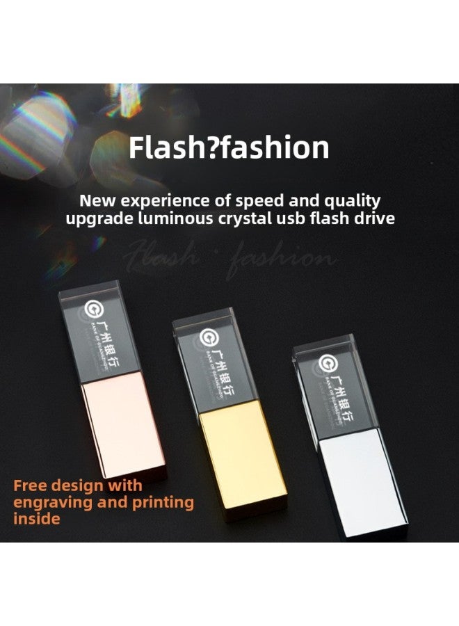 Crystal USB Flash Disk Usb3.0 Luminous Acrylic USB Flash Disk 16G Gift Music Laser Inner Carving Logo32g128g-Color:Rose Gold-Capacity:128MB  - Image 2
