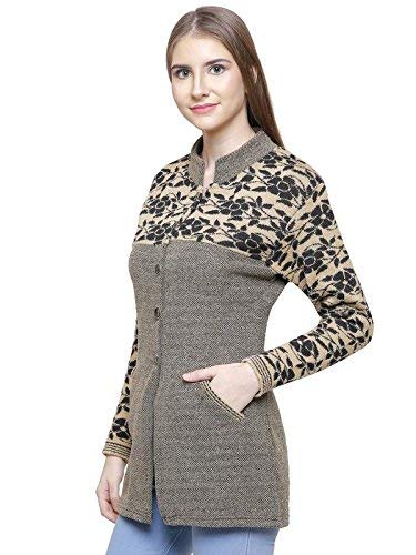 Matelco Women's Wool Banded Collar Cardigan (AD004DV02BR_Brown_Large) - Image 2