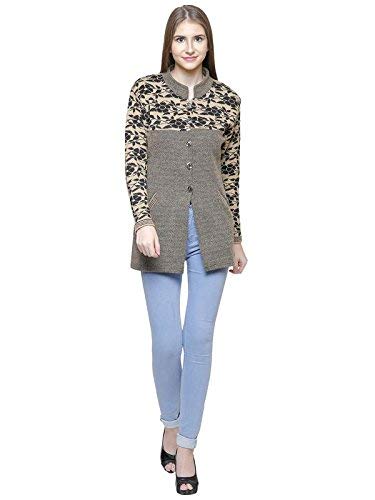 Matelco Women's Wool Banded Collar Cardigan (AD004DV02BR_Brown_Large) - Image 4
