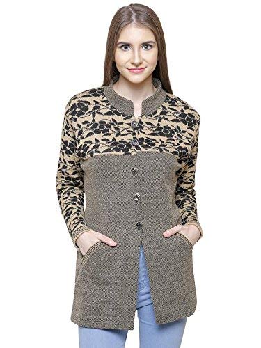 Matelco Women's Wool Banded Collar Cardigan (AD004DV02BR_Brown_Large) - Image 1