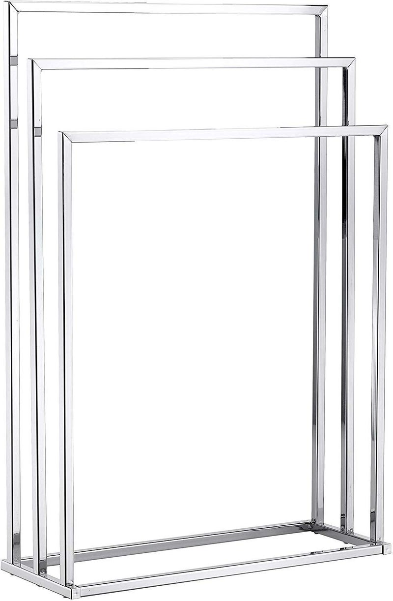 Indian Decor 31466 SilverTone Chrome Plated Freestanding 3 Tier Metal Towel Bar StandRack  - Image 4