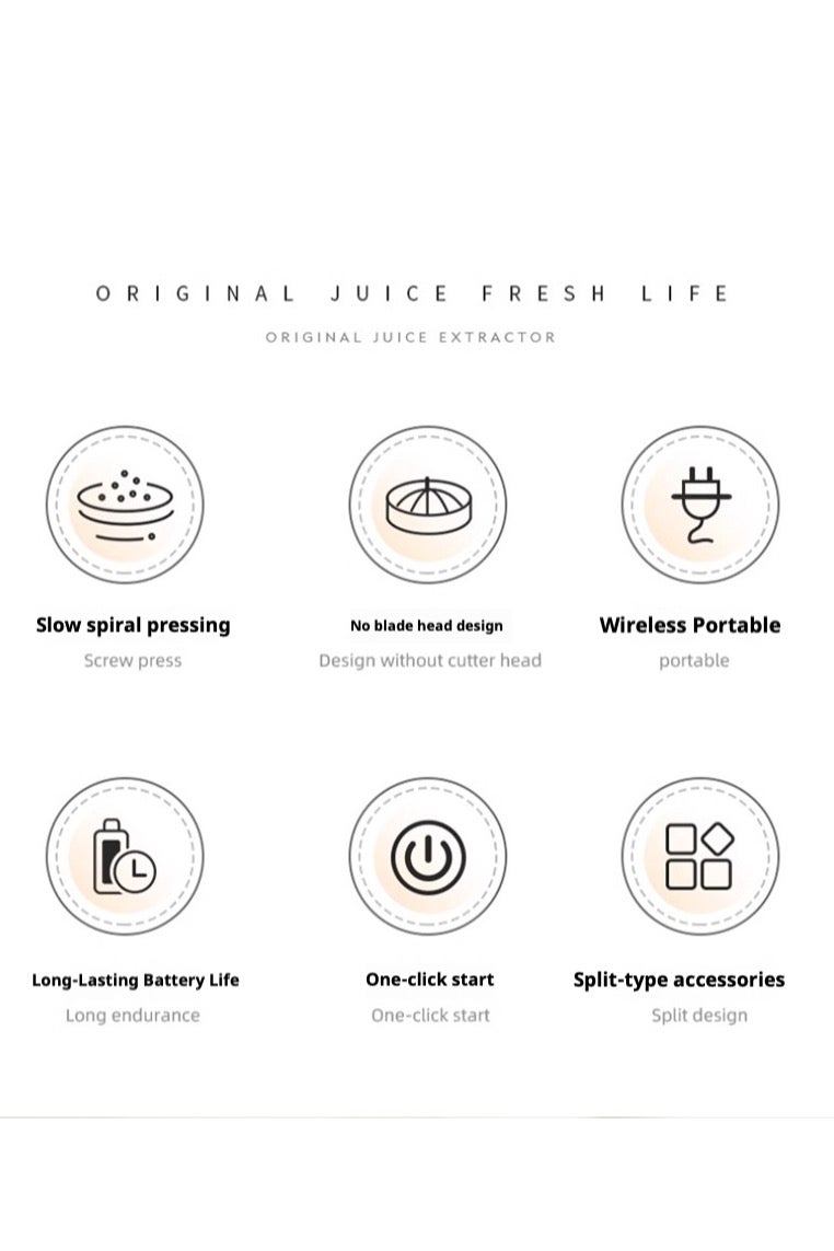 عصارة فواكه، عصر بطيء بعائد ٩٠٪ - عبوة ٦٠٠ مل محمولة بتقنية الضغط اللولبي للبرتقال/العنب/البطيخ، قابلة للفك وسهلة التنظيف - Image 4