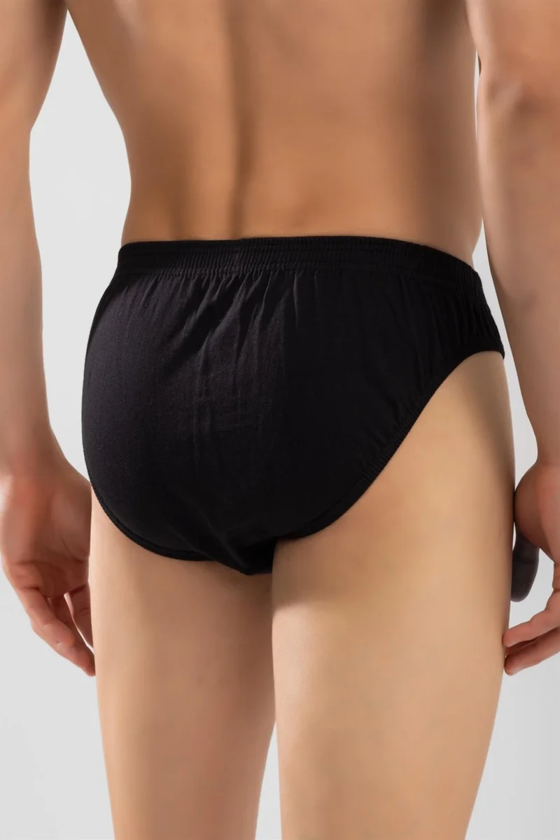 Baykar Men's Cotton Elastic Waist Plain Briefs 3-Pack Black