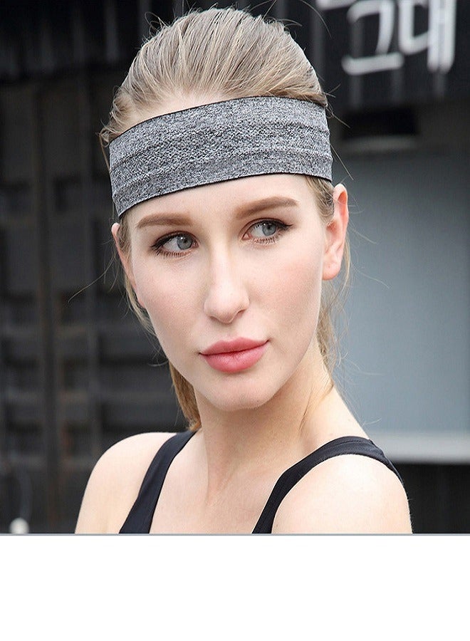 Loquat 1 piece men's and women's running headband, sports headband, suitable for sports, running, cycling, basketball, yoga, fitness exercise elastic neutral hair band grey - Image 2
