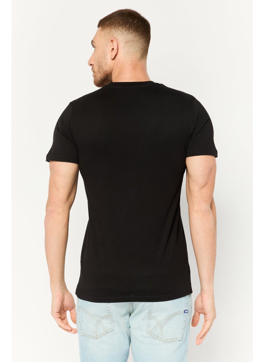 Cavalli Class Men Round Neck Short Sleeve Graphic Print T-Shirt, Black  - Image 4