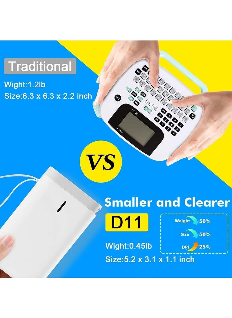 Generic D11 Label Maker, Small Label Printer Handheld Portable Bluetooth with 3 White Roll - White  - Image 3