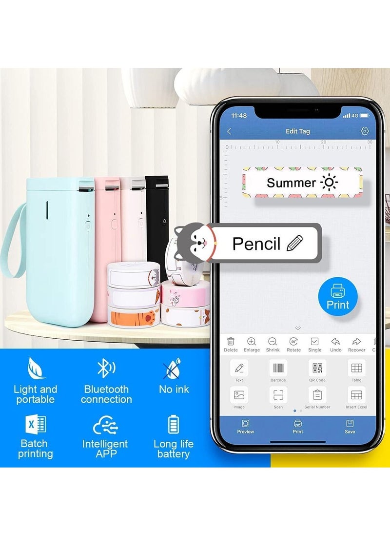 Generic D11 Label Maker, Small Label Printer Handheld Portable Bluetooth with 3 White Roll - White  - Image 2