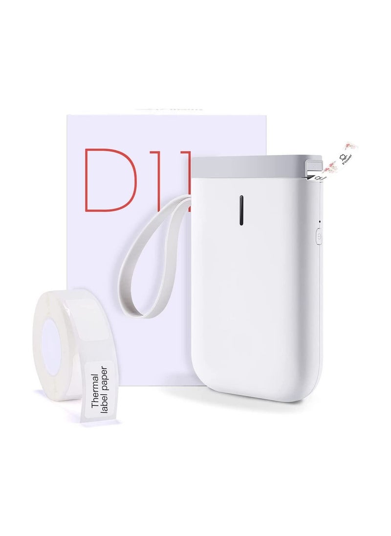 Generic D11 Label Maker, Small Label Printer Handheld Portable Bluetooth with 3 White Roll - White  - Image 1